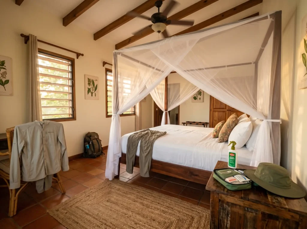 A properly installed mosquito net